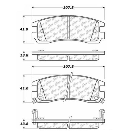 CENTRIC PARTS Posi-Quiet Ext. Wear Pad, 106.06980, Rear 106.06980